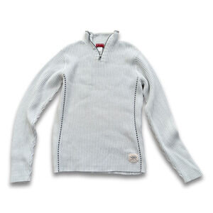 Small Guess Jeans Zip Up Neck Pullover Sweater Light Sky Blue 100% Cotton